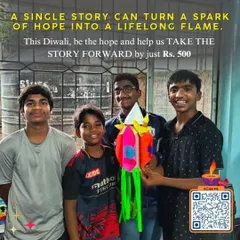 This Diwali, be the hope. For just ₹500, you can help us take the story forward, turning a spark of hope into a lifelong flame for a child who has faced challenging circumstances.