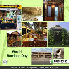 On World Bamboo Day, I love to celebrate this incredible material. This collage shows the versatility of bamboo in my work, from full-scale construction and interiors to beautiful, handcrafted home decor and planters.