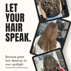 Let your hair speak. This graphic shows a range of looks, from curly to straight, all with a healthy, polished finish.