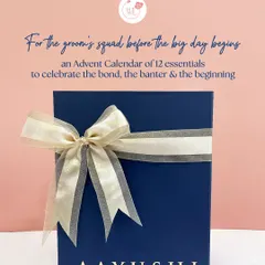Why give one gift when you can give twelve? This bespoke advent calendar for the groom's squad is one of my favorite concepts, building excitement with a new personalized surprise each day before the wedding.