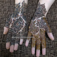 A beautiful Dubai floral design, showcasing the contrast between bold and fine lines.