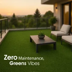 Imagine having a perfectly green terrace with zero maintenance. I achieved this serene look using my premium artificial grass. It provides a soft, lush surface that's perfect for a morning yoga session or an evening coffee, giving you all the green vibes without any of the work.