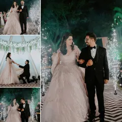 From the grand entrance with cold pyro fireworks to the quiet moment of a proposal, we capture the entire narrative of your engagement night. This collage showcases the blend of spectacular and intimate moments.