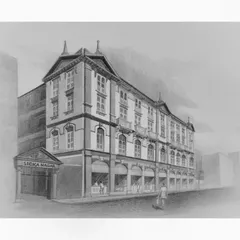 The final drawing of Sicka Nagar, a historic area in Mumbai. This piece was loved by the client for its vintage feel and soothing tonal quality.