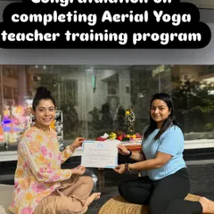 Congratulations to my student on completing her Aerial Yoga teacher training program. It is a joy to guide others on their path to becoming teachers.
