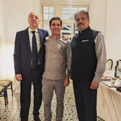 Chef Christophe with Italian Consul General Mr. Alessandro De Masi and Mr. Anand Mahindra. It's an honor to serve distinguished guests and receive praise for our authentic Italian cuisine.