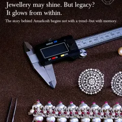 Jewellery may shine, but legacy glows from within. The story behind Amarkosh begins not with a trend, but with memory. The tools of our trade, laid beside these traditional pieces, symbolize our dedication to precision craftsmanship that honors the past while creating for the future.