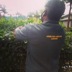 The back of our uniform clearly identifies our staff as a Morning Dews Landscapes Gardener. This ensures professionalism and security when we are working on your property.