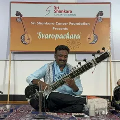 Performing at the Sri Shankara Cancer Foundation. The goal of 'Svaropachara' is to use the soothing sounds of classical music as a form of healing and comfort.