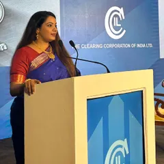 At the podium during the CCIL event, delivering the opening address. My role was to formally welcome all dignitaries, set the context for the 25-year milestone, and introduce the keynote speaker, the RBI Governor.