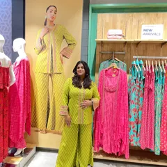 As a fashion expert for brands like Global Desi, I get to dive deep into new collections. Here I am at a styling event for the 'Albeli' collection, showing clients how to wear the latest trends in a way that feels authentic to them.
