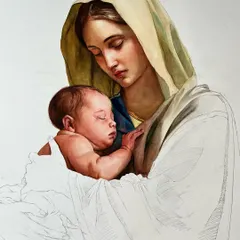 A work-in-progress of a commissioned piece of Mother Mary and Jesus. The goal here is to capture the tenderness and divine love in this sacred bond through soft light and gentle expressions.