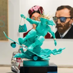 This piece, 'Liberty in Motion' by Shubh Pratish Panchal, embodies our philosophy of fusing heritage with contemporary culture. The sculpture reimagines a classic symbol with modern luxury and street style, creating a powerful statement on progress and individuality.