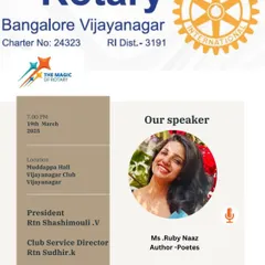 The poster announcing my workshop with the Rotary Club, where I was invited as an author and poet.