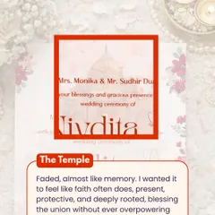 The faded temple motif in the background was an intentional choice. It represents faith as a protective, deeply rooted presence that blesses the union without overpowering the couple's story.