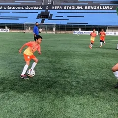Action from our U-13 team's dominant 9-1 victory in the KSFA Youth Premier League match against Dynamic Sporting FA, played at the iconic KSFA Stadium in Bengaluru.