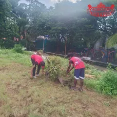 Our grounds team clearing the field. Behind every perfect throw lies hours of unseen hard work to prepare the stage.