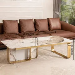 This image shows the generous dimensions of our luxurious rectangular coffee table. At 59 inches long, it's perfectly scaled for larger seating areas, providing ample space for decor, drinks, and more.