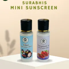 Our popular sunscreens are now available in mini, travel-friendly sizes. You can try both our Kokum SPF 45 and Pomegranate SPF 70 lotions to find your perfect match.