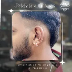 A clean and classic second lobe piercing. This is a great way to add more style to your ear curation, and we ensure perfect placement every time.