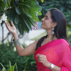 Taking a moment to appreciate nature. This pink saree makes me feel so vibrant and happy, and that's what personal style is all about.