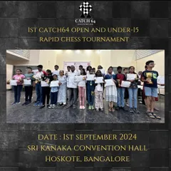 The rewarding moment of victory. Here are the proud winners of our 1st Catch64 Open and Under-15 Rapid Chess Tournament, holding their certificates and trophies. We believe in celebrating every achievement, big or small.