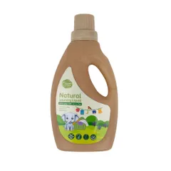 A natural laundry liquid in a large, eco-friendly bottle, perfectly isolated on a white background.