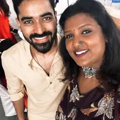 A happy moment with a dear friend. He is wearing a simple, elegant beige kurta, a perfect example of the kind of comfortable and stylish menswear I love to design.