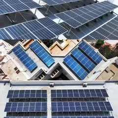 Detailed top-down and angled shots of solar panels installed on different roof structures. Our high-resolution photography captures the precision of the installation.