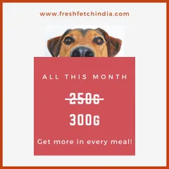 This month, I'm adding a little extra love to every meal. You'll get 300g of food for the price of 250g, because every pup deserves a fuller belly.