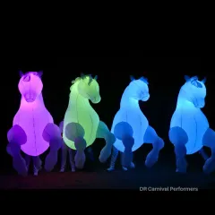 Grace, power, and a burst of LED brilliance. Our unique inflatable LED horse mascots light up the stage in a rainbow of colors.