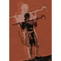 "Tamil Woman 2," a digital print inspired by my sepia dreams of our ancestors. This piece imagines a woman from the Iron Age, strong and pioneering.