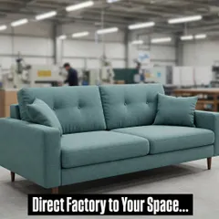 We deliver quality directly from our factory to your space, with no middlemen involved. This custom-made sofa, seen here in our workshop, is an example of how we provide better value and complete control over the final product.