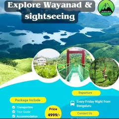 Our Wayanad sightseeing package includes transport, a tour guide, and accommodation. It's a hassle-free way to explore the best of what Wayanad has to offer.