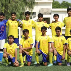The Ignite FA U15 squad posing for a team photo before their Matchday 4 fixture against BBFS Vedas in the Delhi Youth League.