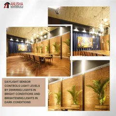 Our daylight sensors help you make the most of natural light. The system automatically dims indoor lights in bright conditions and brightens them as it gets darker, maintaining perfect light levels while maximizing energy efficiency.