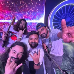 We're a team that gets things done. A selfie of the band, ready to hit the stage and give it our all.