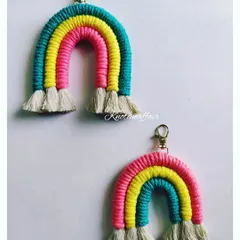 It's not every day you see a rainbow. These pretty little macrame rainbow keychains can also be used as bag charms. They are a great eco-friendly and sustainable gift option, and I can customize them in any color combination.