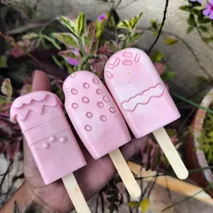 How fun are these Ice Cream Soaps? They are made with French Pink Clay and Shea Butter, but I can customize them with different natural clays and scents for a playful bath time treat.
