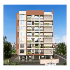A frontal elevation render of an upcoming residential building. This view helps visualize the building's scale, material palette, and overall aesthetic from the street level.