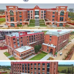 Capturing the impressive brick facade and architectural details of Harrow International School during its construction phase. Our high-resolution aerial photography is perfect for architectural showcases.