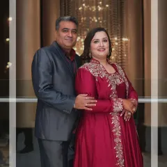 Styling for couples is about creating a harmonious narrative. Here, I've coordinated rich tones and refined textures to ensure both individuals shine, yet look perfectly complete together. This is for those special family celebrations where every detail matters.