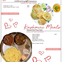 Explore the diverse tastes of India with our regional specials. This menu features Bengali Luchi Delights alongside authentic, vegan-friendly Kashmiri Meals, showcasing the breadth of our home-cooked offerings.
