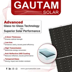 We utilize advanced glass-to-glass technology for superior solar performance. Our design incorporates 2.0mm tempered, low-iron, high-transmission glass with an anti-reflective coating to ensure optimal strength, clarity, and energy conversion.