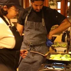 My kitchen crew is the heart of the operation. Here we are working together during prep for a private dining event.