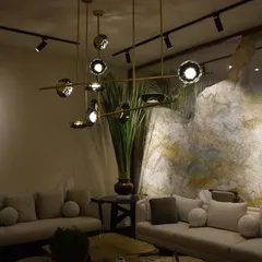 A view of the VIP lounge I designed for the India Art Fair, in collaboration with K2 India. The space features the Ceto series by Ross Gardam and the 28 series by Bocci, creating a sophisticated and artful environment.