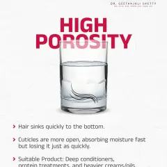 If your hair sinks quickly, you have high porosity hair. The cuticles are open, so it absorbs moisture fast but loses it just as quickly. This hair type needs deep conditioners, protein treatments, and heavier creams to seal in moisture.