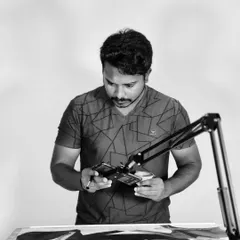 A black and white version of me at work. I believe the focus and dedication I put into each piece shows in the final illustration you receive.