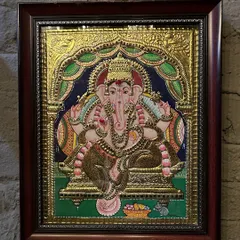 A beautiful Tanjore painting of Lord Ganesha. A reminder to work with the power of the divine to get rid of the unwanted and clear the path forward.