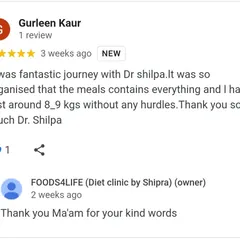 It was a fantastic journey with Gurleen, who lost 8-9 kgs without any hurdles. Her review shows that a well-organized meal plan that includes everything you love can lead to great results.